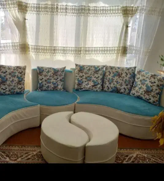 مبل ال مخمل چرم ۷نفره با بلشت|مبلمان خانگی و میز عسلی|آمل, |دیوار