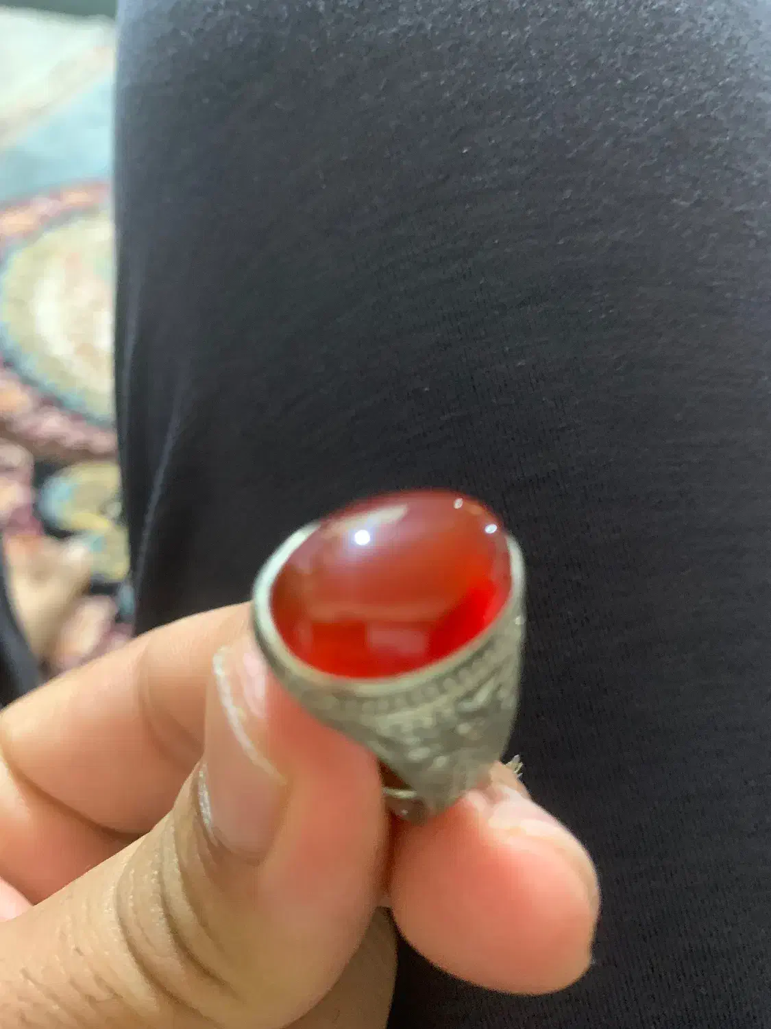 عقیق سرخ کهنه همراه رکاب|جواهرات|گنبد کاووس, |دیوار