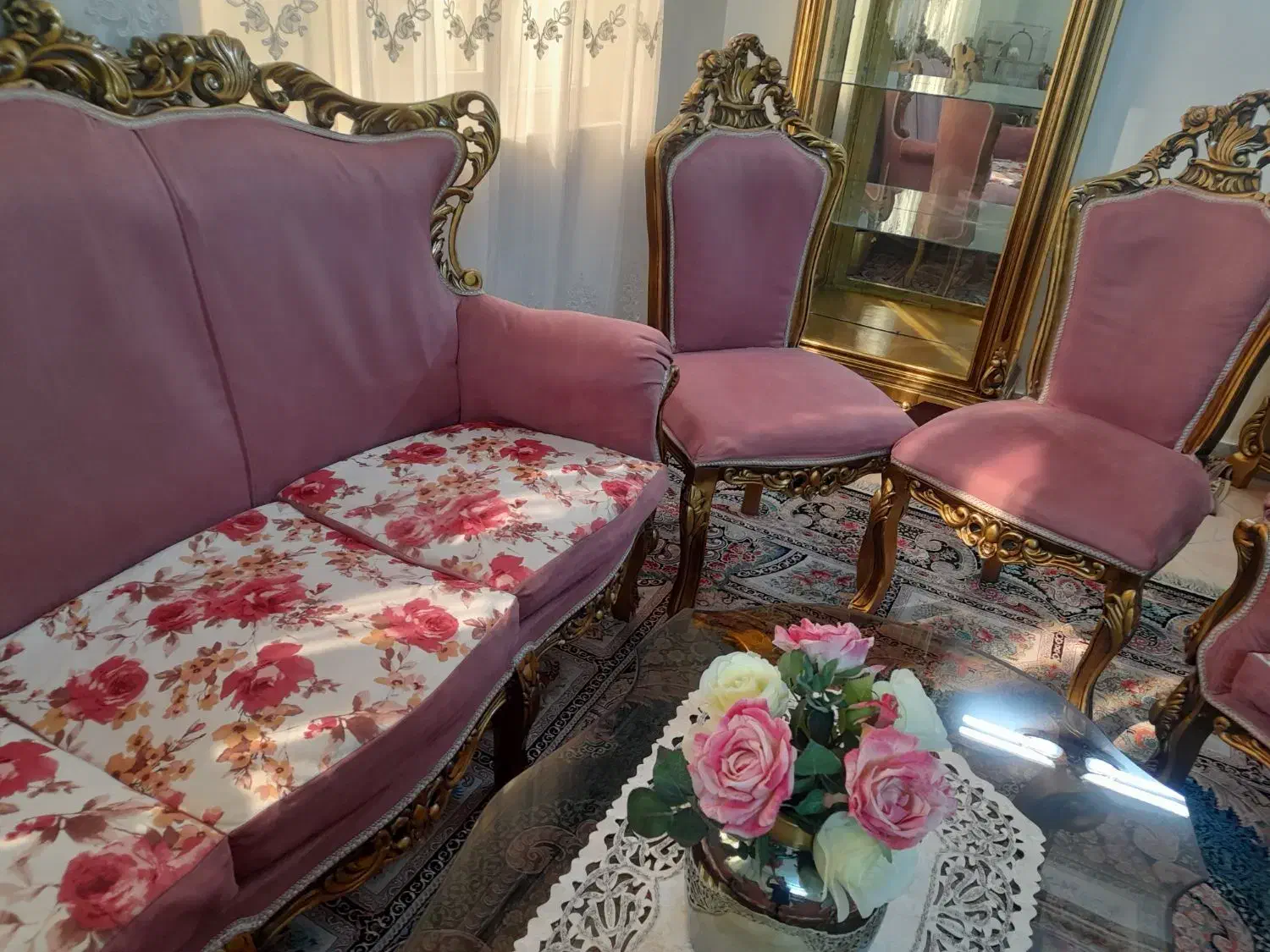 فروش فوری مبلمان ۹ نفره سلطنتی چوب راش|مبلمان خانگی و میز عسلی|ری, اقدسیه|دیوار