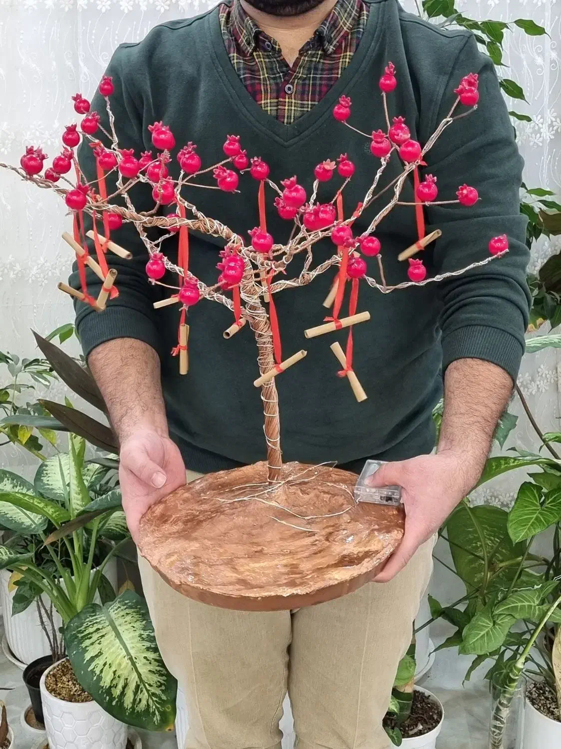 درخت آرزوهایی یلدایی دست ساز|صنایع دستی و سایر لوازم تزئینی|قم, باجک دو|دیوار