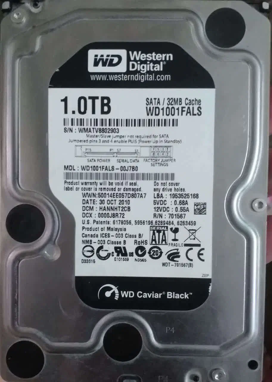 هارد 1 ترا وسترن بلک + هارد 1 ترا توشیبا لپ تاپی|قطعات و لوازم جانبی رایانه|فلاورجان, |دیوار