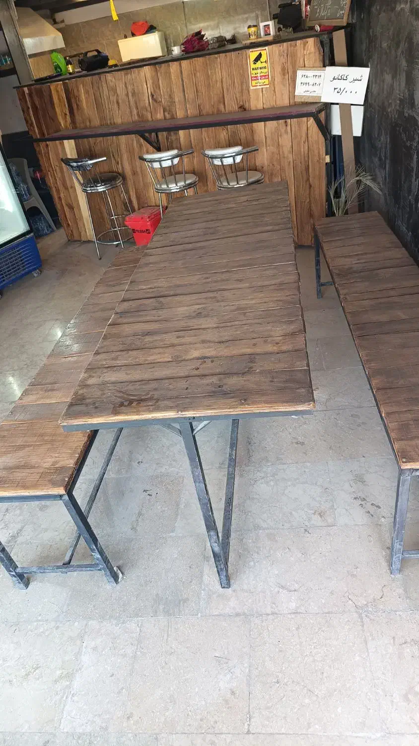 میزچوبی،صندلی پلاستیکی،پاچال،صندلی اپنی|کافی‌شاپ و رستوران|مشهد, کاظم آباد|دیوار