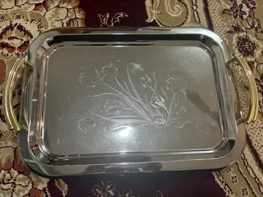 سه عدد سینی استیل ست|ظروف سرو و پذیرایی|لنجان, |دیوار