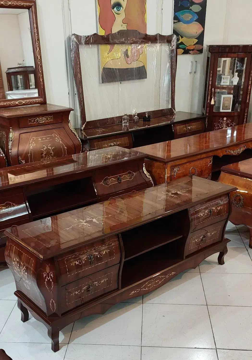 میز تلویزیون معرق چوب مازول ظریف|میز تلویزیون|تهران, علم و صنعت|دیوار