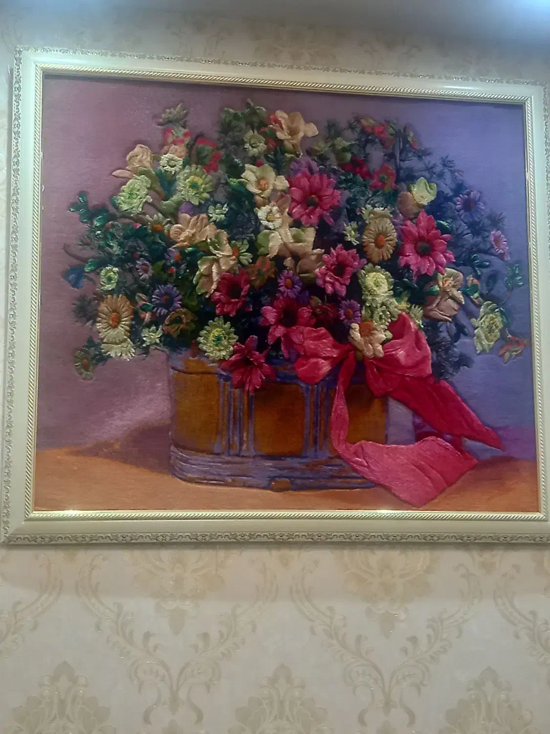 تابلو فرش گل وگلدان|تابلو فرش|سنندج, |دیوار