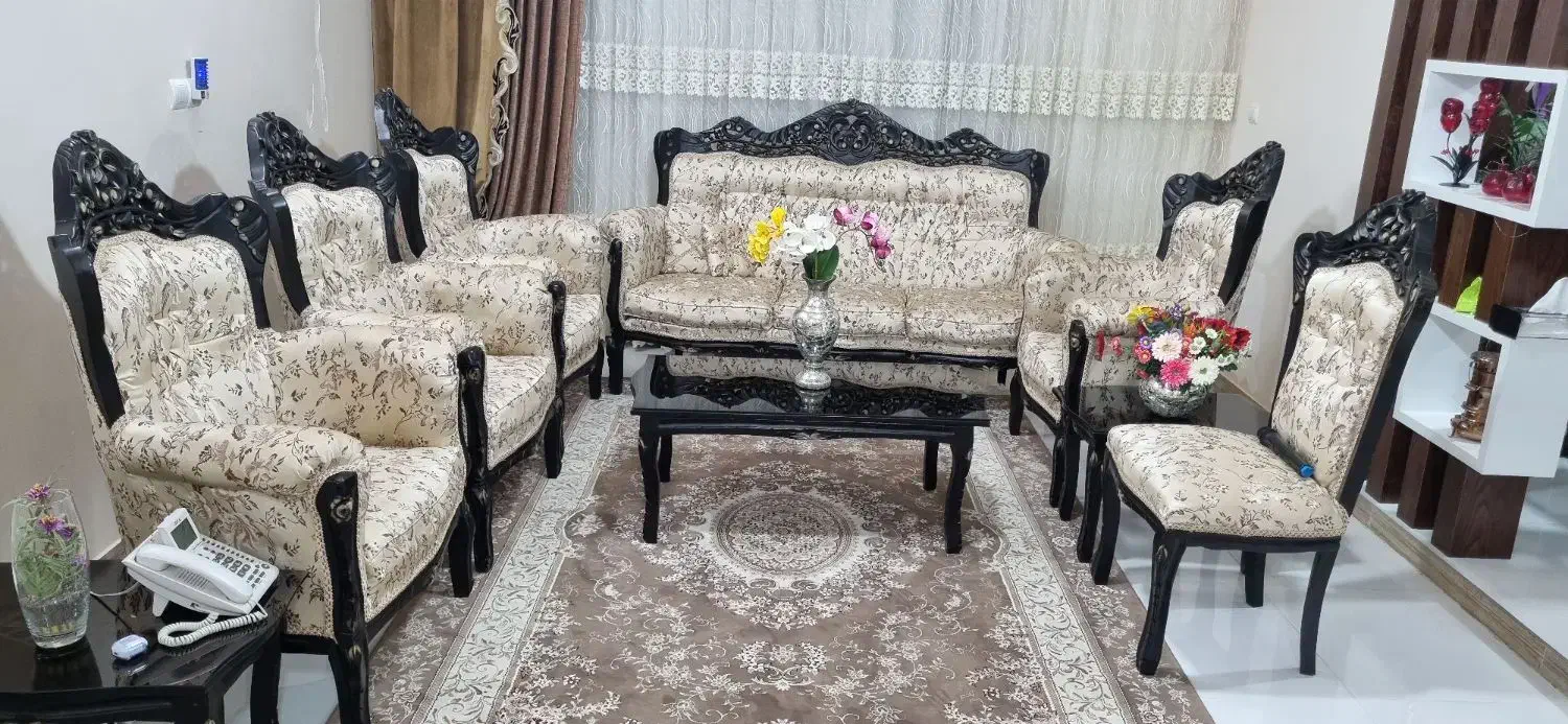 مبل استیل ۹ نفره با میز جلو مبلی و عسلی، در حد نو|مبلمان خانگی و میز عسلی|خرمدره, |دیوار