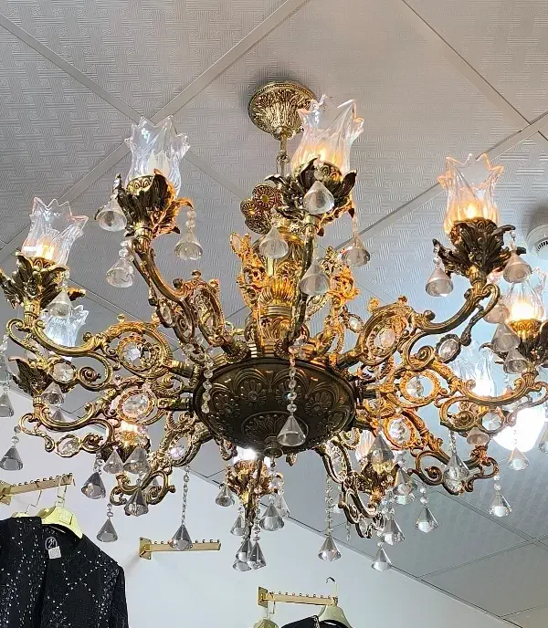 لوستر ۱۰ شاخه و ۴ عدد دیوار کوب|لوستر و چراغ آویز|فردوس (خراسان), |دیوار