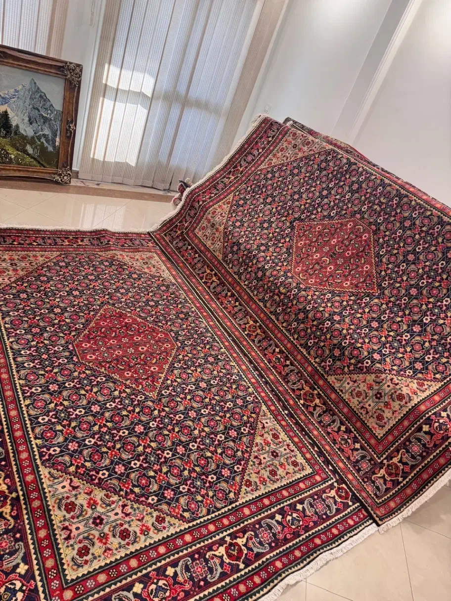 جفت ۶ متری دستبافت ماهی زمینه سرمهای گوشتدار|فرش|تهران, یوسفآباد|دیوار