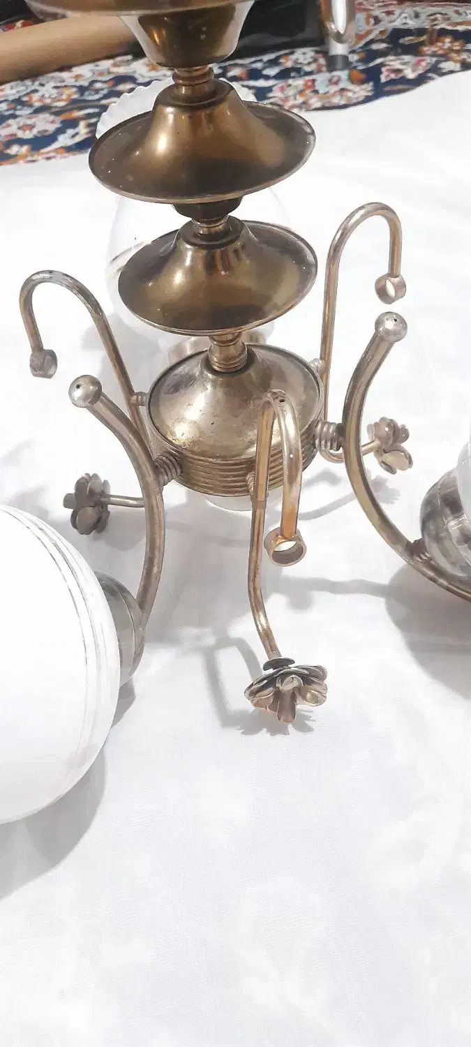 لوستر سه شاخه برنجی|لوستر و چراغ آویز|تبریز, |دیوار