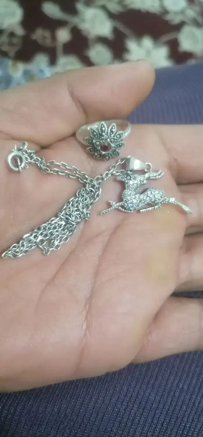 ست نقره انگشتر زنجیر و پلاک|جواهرات|نیشابور, دارایی|دیوار