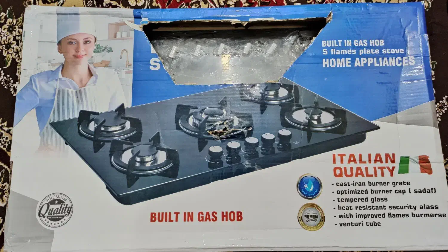 گاز صفحه ای پنج شعله ای ایتالیایی|اجاق گاز و لوازم برقی پخت‌وپز|رامشیر, |دیوار