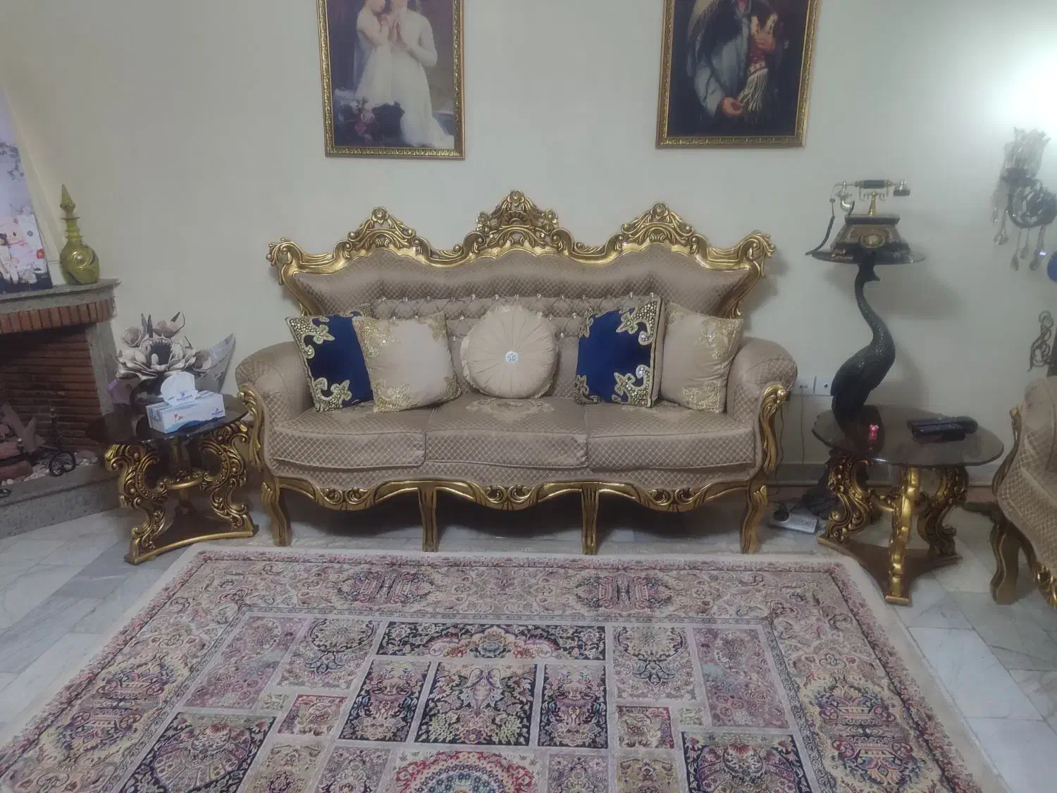 مبل نه نفره ورق طلا|مبلمان خانگی و میز عسلی|تهران, مدائن|دیوار