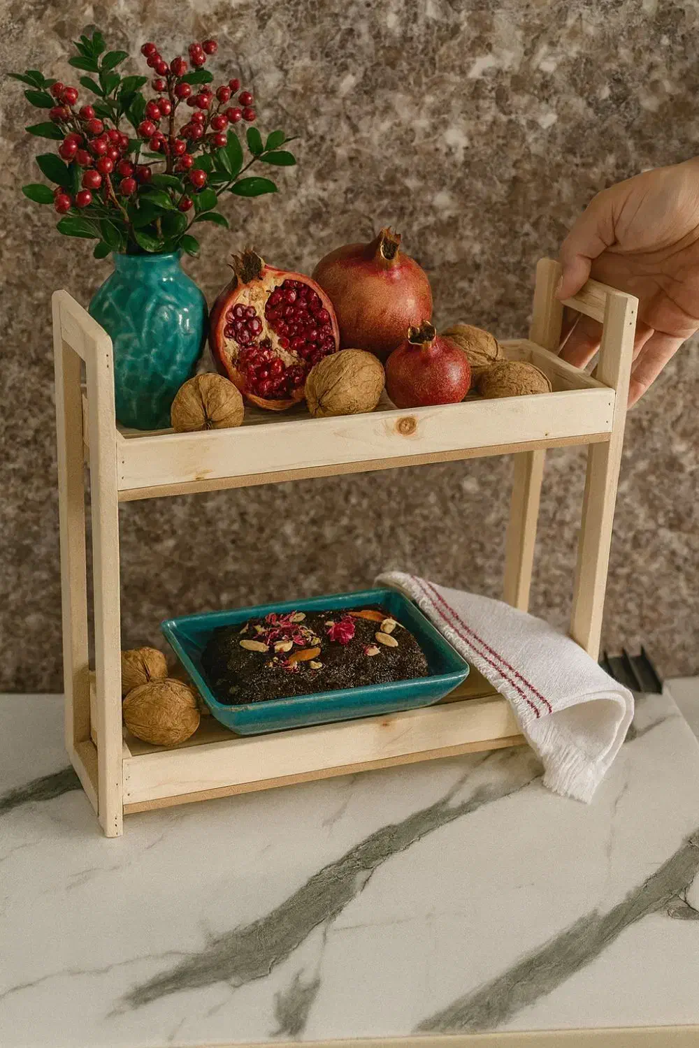 استند دو طبقه آشپزخانه یلدا|آب‌چکان و نظم‌دهنده ظروف|میبد, |دیوار