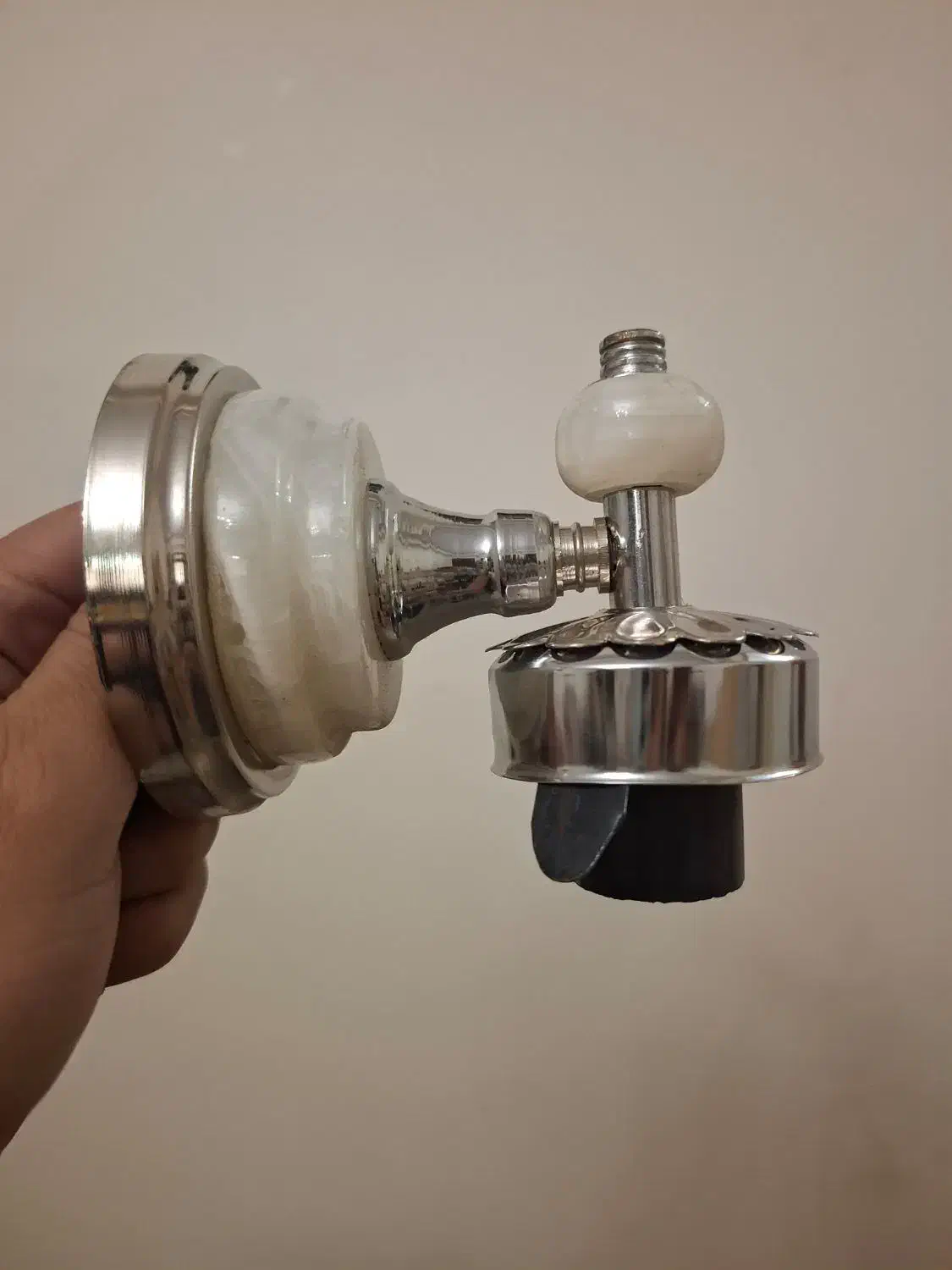 دیوار کوب قدیمی ترکیب استیل و سنگ مرمر|لوستر و چراغ آویز|تهران, منیریه|دیوار