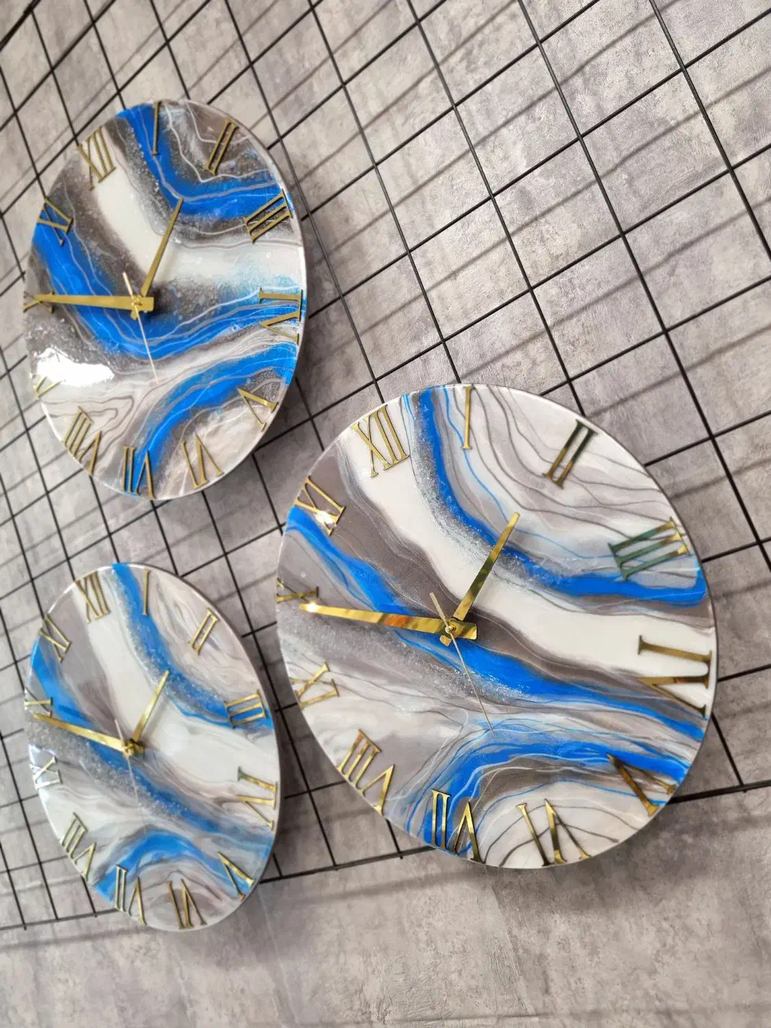 ساعت دیواری با رگه های آبی|ساعت دیواری و تزئینی|رشت, رشتیان|دیوار