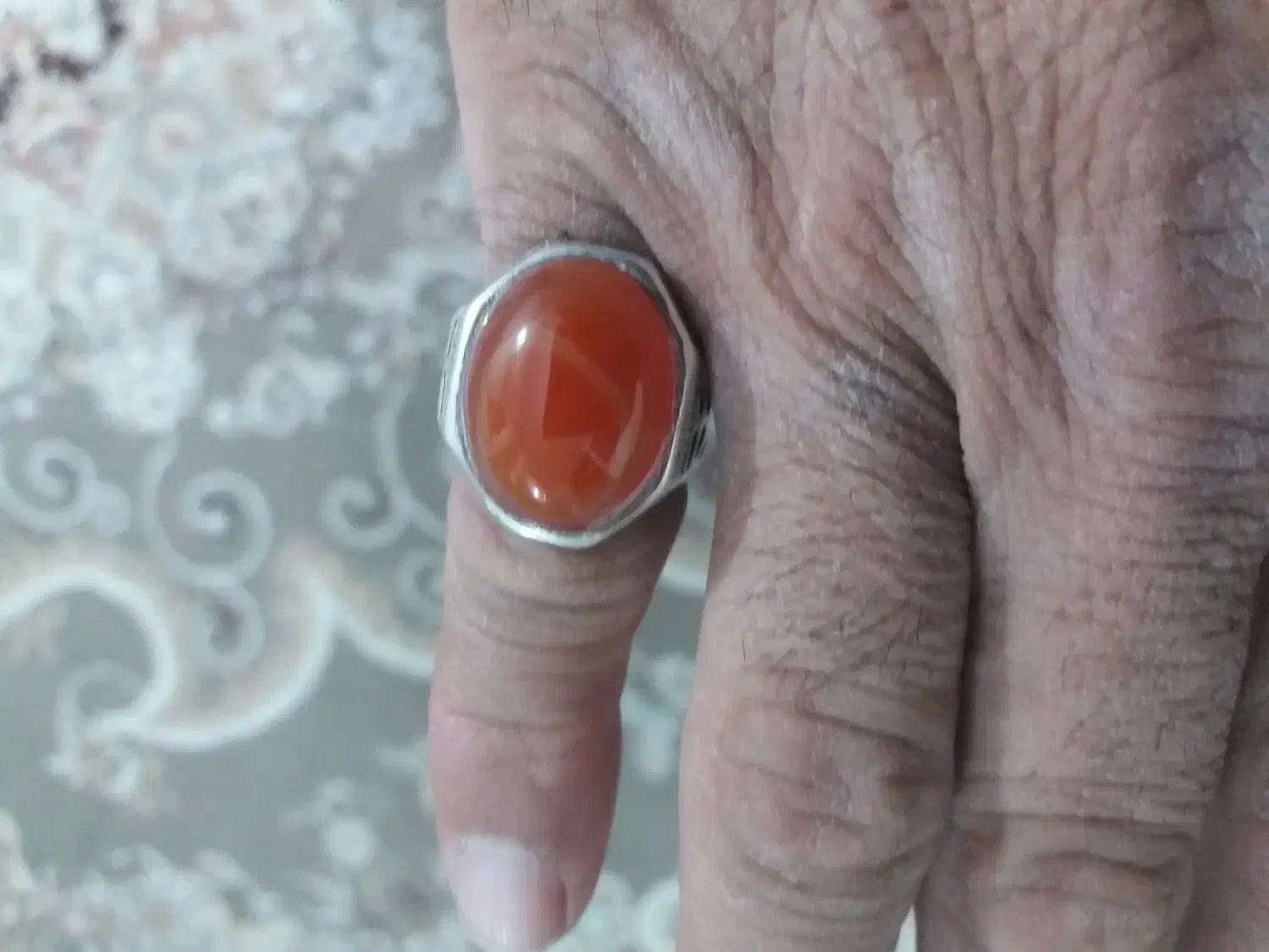 انگشترنقره سنگ عقیق طبیعی زیبا|کلکسیون اشیاء عتیقه|رومشکان, |دیوار