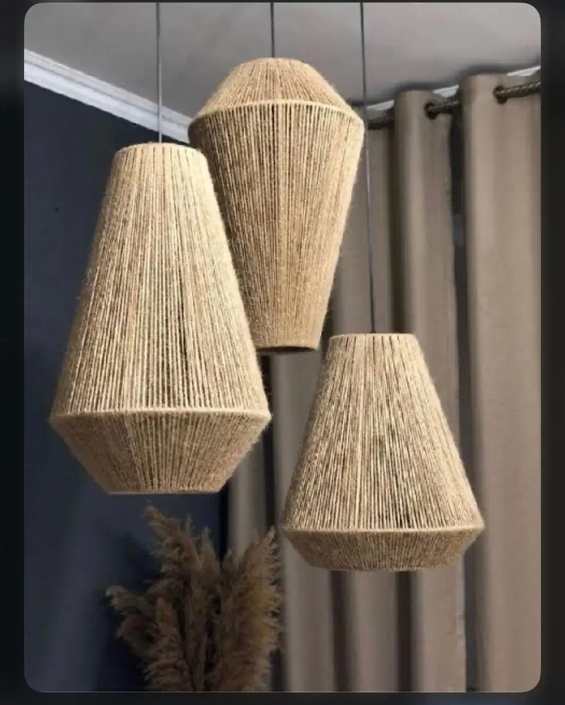 انواع لوستر مکرومه و رافیا|لوستر و چراغ آویز|کرج, برغان|دیوار