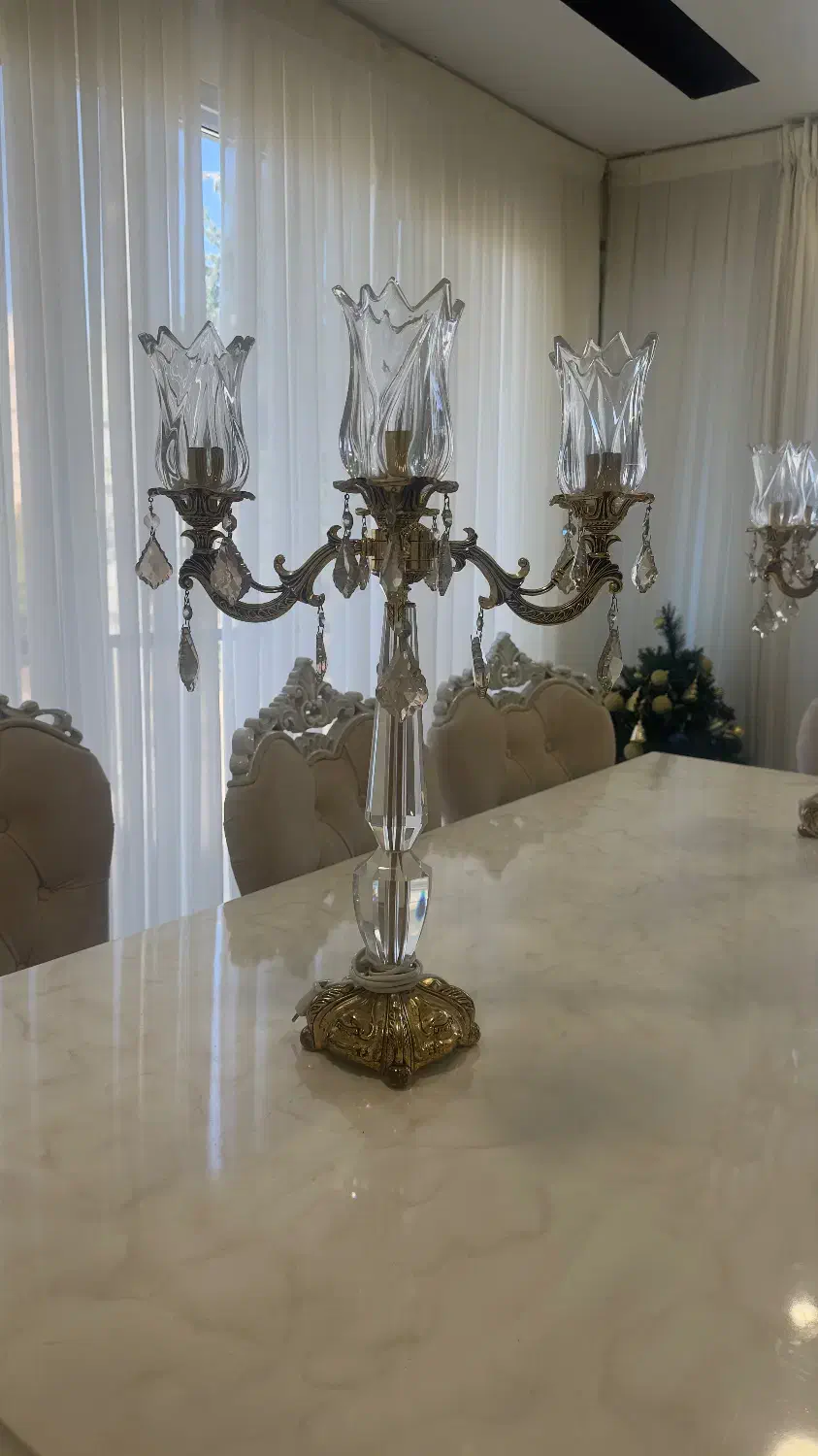 دو عدد شمعدان کریستال چک برقی بسیار شیک|لوستر و چراغ آویز|ساری, |دیوار