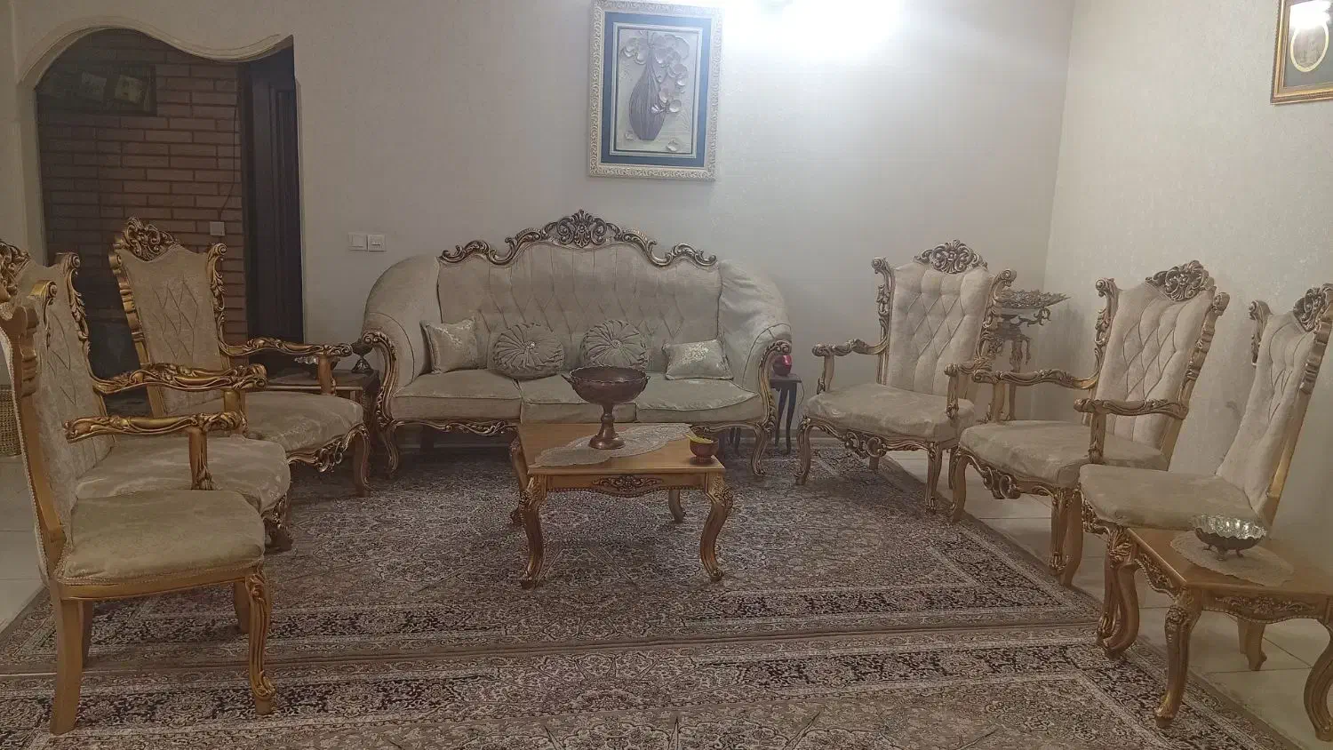 مبل استیل ۹نفره به همراه دوتا کاناپه راحتی|مبلمان خانگی و میز عسلی|کهریزک, |دیوار
