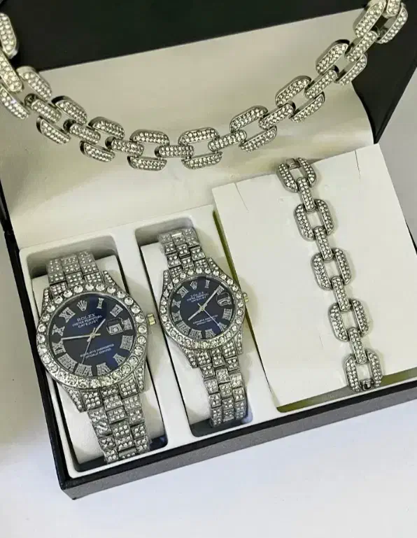 ست ساعت و اکسسوری رولکس فول نگین تقویم دار|ساعت|سنندج, |دیوار