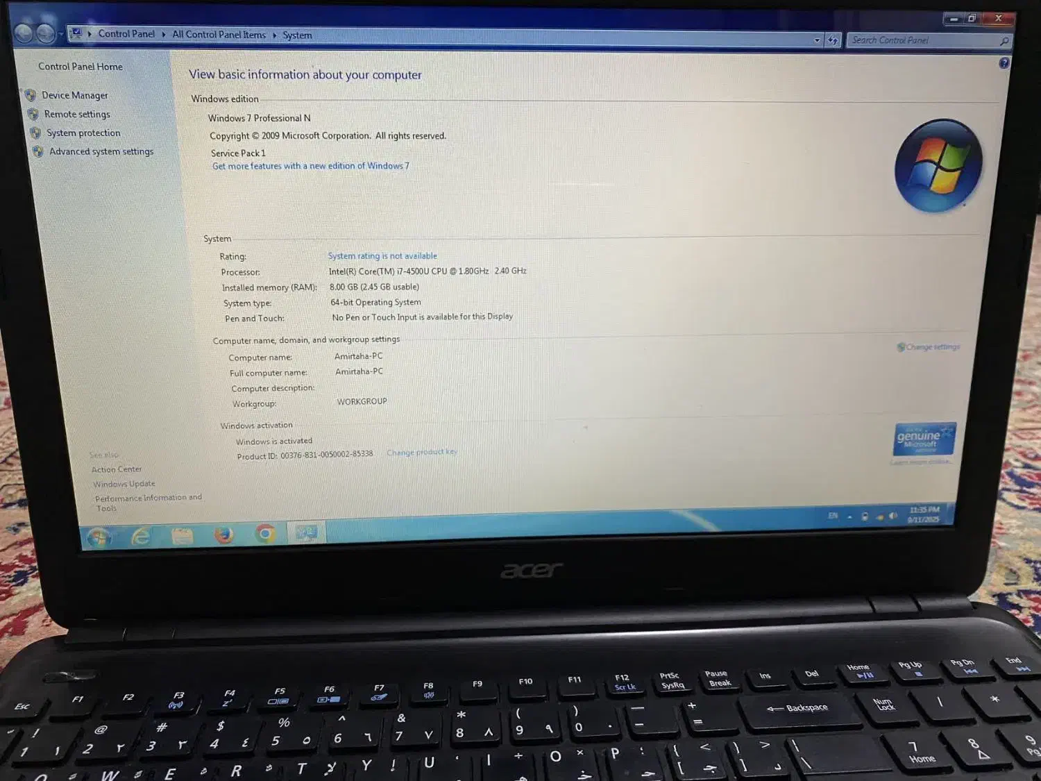 لپ تابacer|رایانه همراه|نجف‌آباد, شیخ بهایی|دیوار