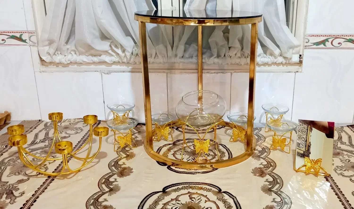 میز عسلی طلایی بل سرویس هفت سین|ظروف سرو و پذیرایی|قرچک, میرزائی شمالی|دیوار