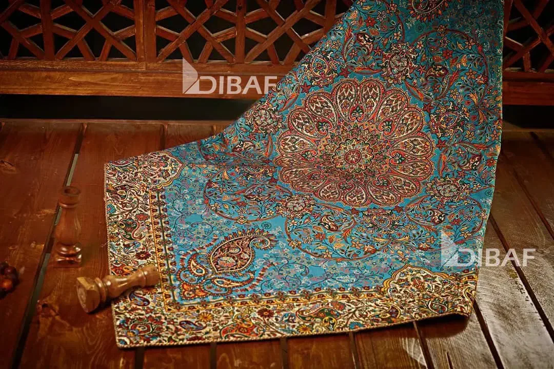 رومیزی مربع ترمه برند نگین خاتم طرح افشار رنگ قرمز|پرده، رانر، رومیزی|تهران, دژکام|دیوار