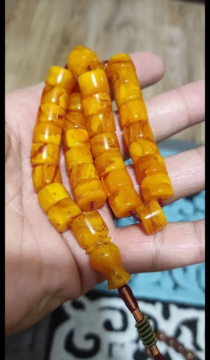 تسبیح کهربا پرتقالی|جواهرات|خوی, |دیوار