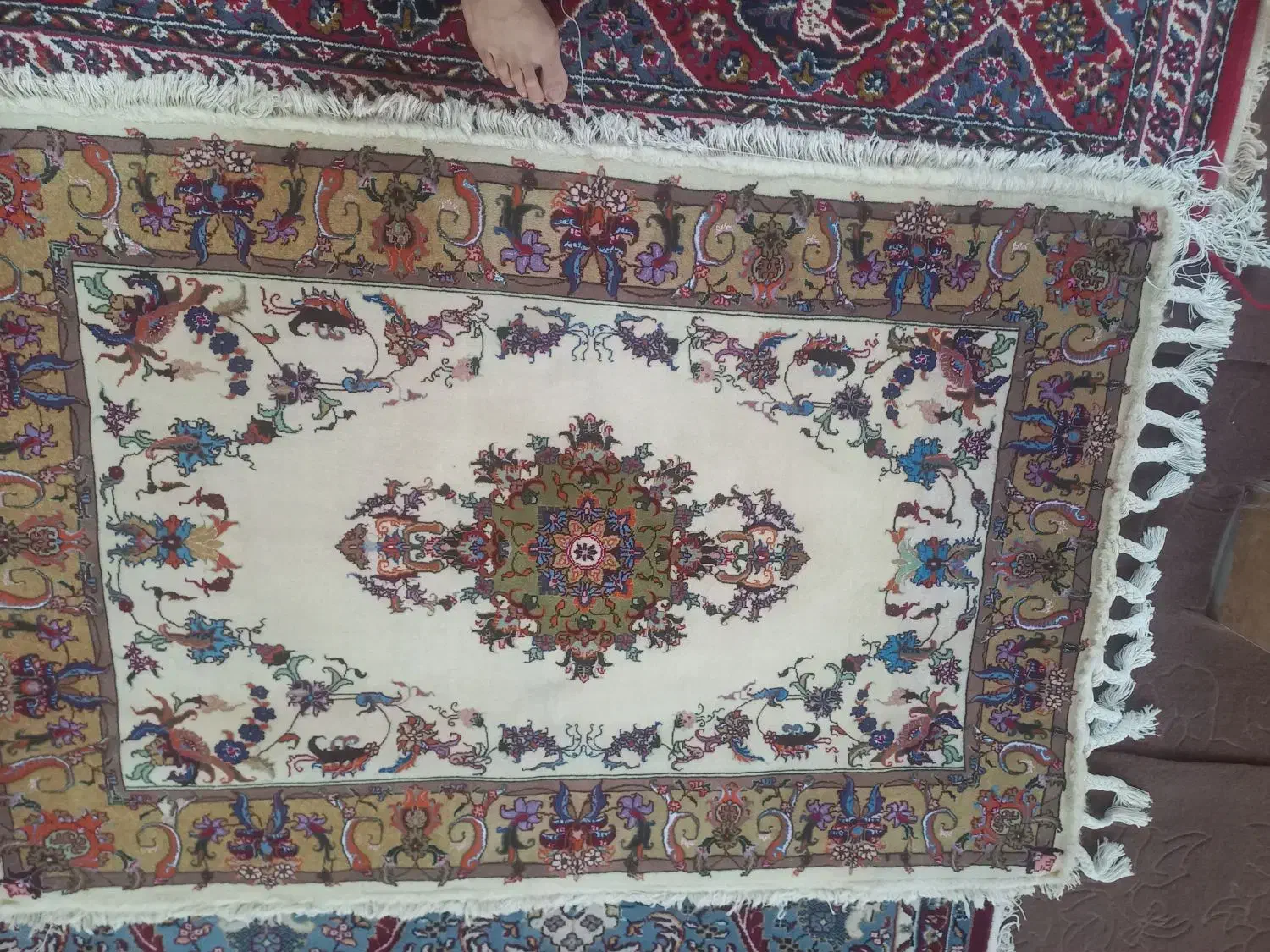 فرش مرینوس وابریشم|فرش|بستان آباد, |دیوار