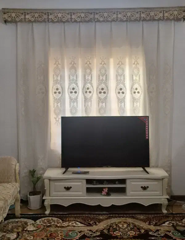 پرده پزیرایی به همراه کتیبه و چوب پرده|پرده، رانر، رومیزی|محمدشهر, شهرک پیام (مهرالبرز)|دیوار