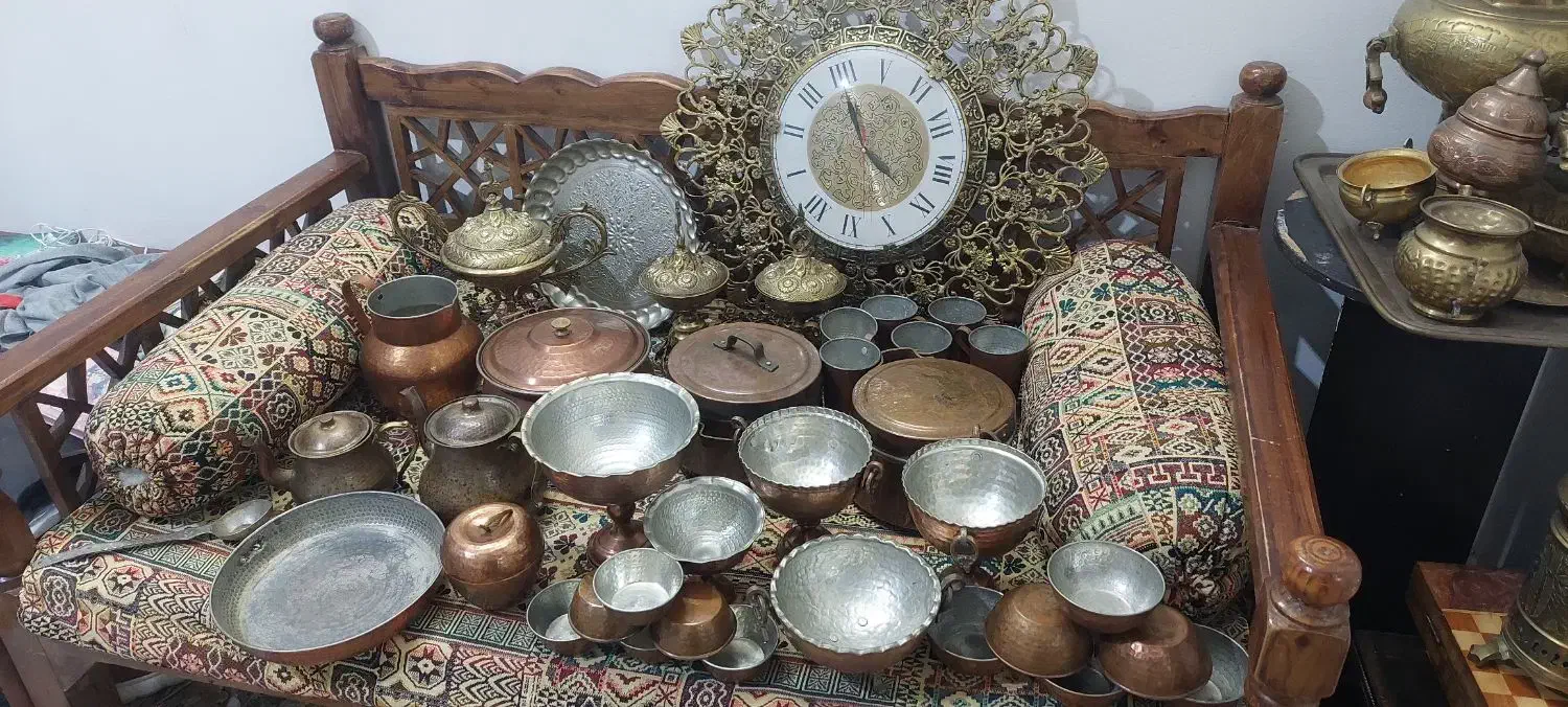 ظروف مسی برنجی|کلکسیون اشیاء عتیقه|ری, منصوریه منگل|دیوار