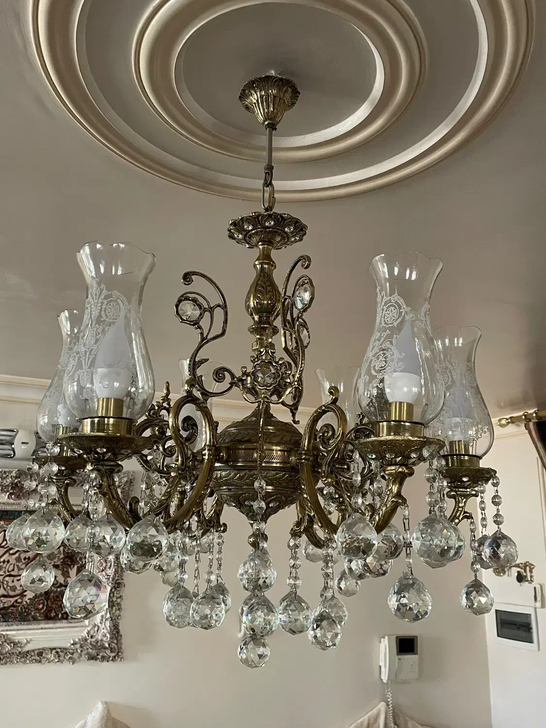 لوستر برنجی۶و۴شاخه|لوستر و چراغ آویز|ری, علایین|دیوار