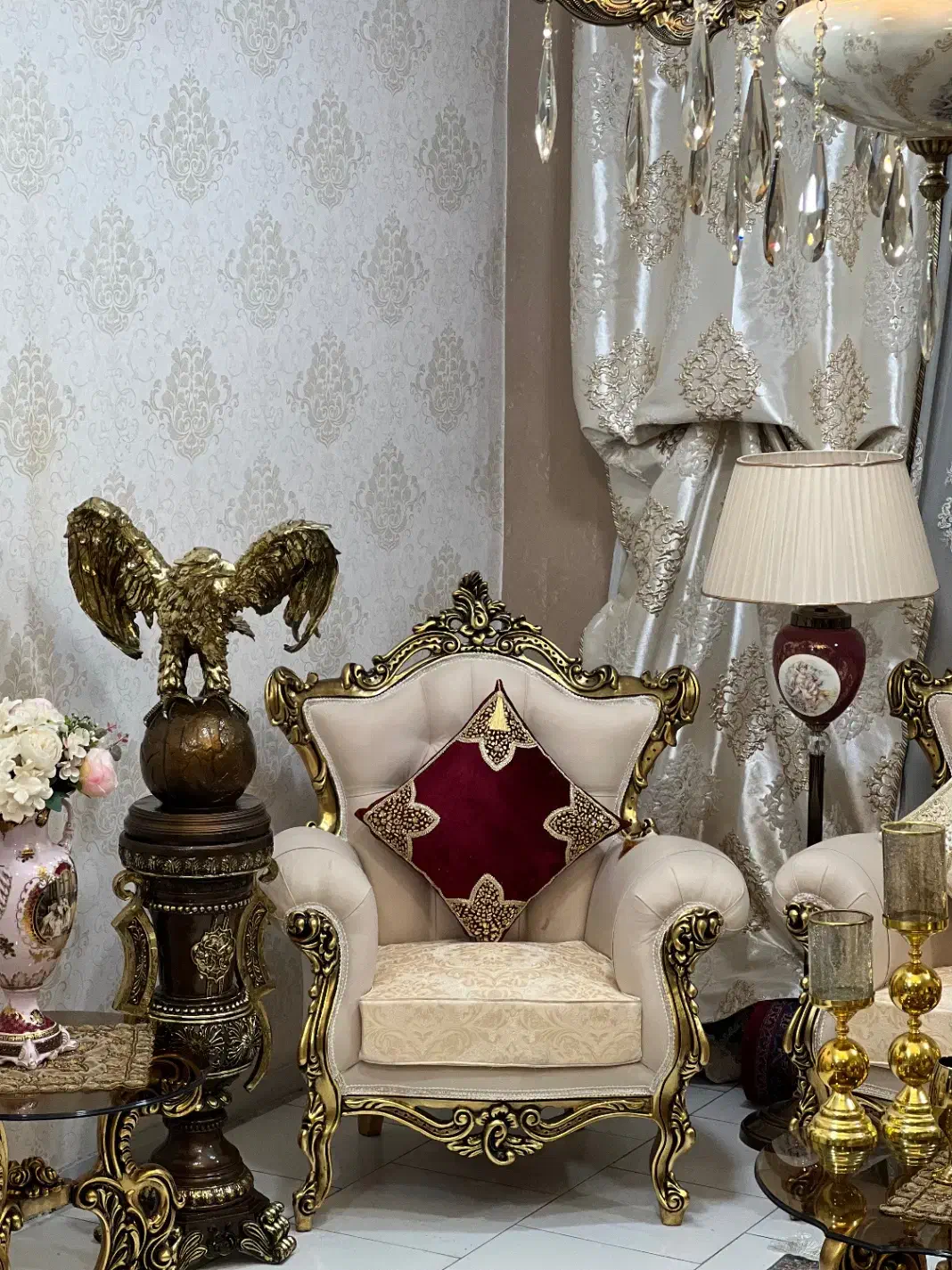 مبلمان استیل سلطنتی وناهارخوری ورق طلا درحد جهیزیه|مبلمان خانگی و میز عسلی|تهران, شمس‌آباد|دیوار