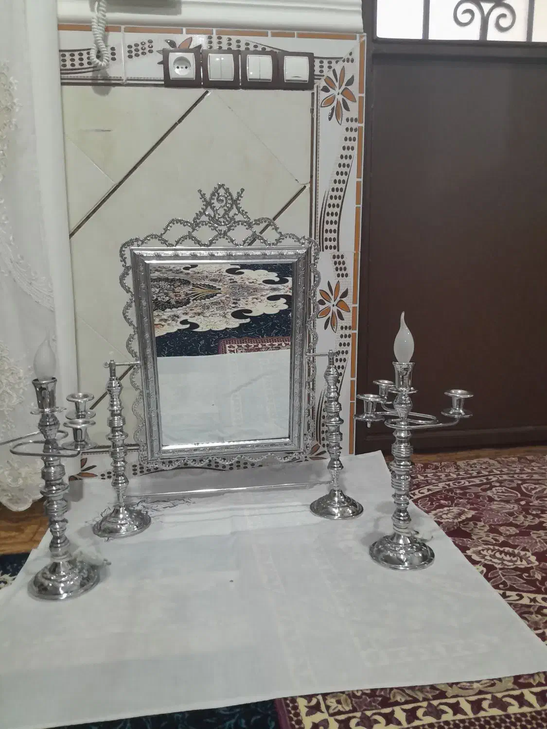 آینه شمعدان|صنایع دستی و سایر لوازم تزئینی|هشترود, |دیوار