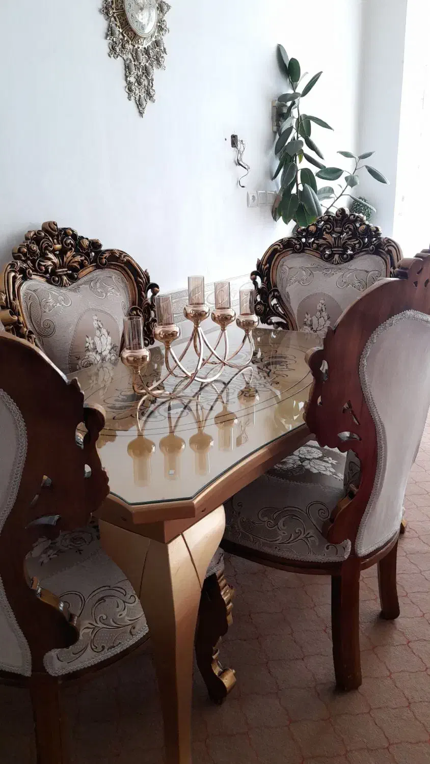 میز و صندلی غداخوری چهار نفره سلطنتی|میز و صندلی غذاخوری|عجب شیر, |دیوار