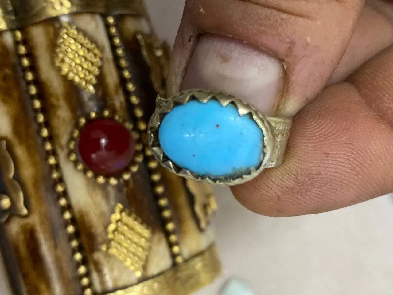 انگشتر فیروزه نیشابور صفوی پاک زمرد افغان کهنه|جواهرات|تهران, دولاب|دیوار