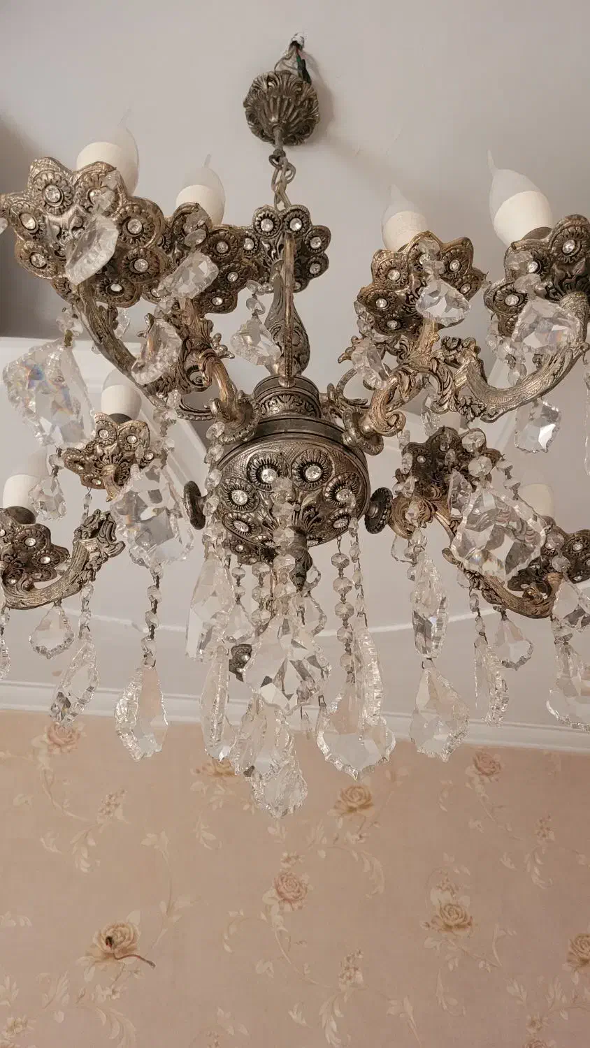 لوستر ۵ شاخه ۱۰ شعله و ۳ شاخه ۶ شعله تمام برنز|لوستر و چراغ آویز|تهران, خانی آباد نو شمالی|دیوار