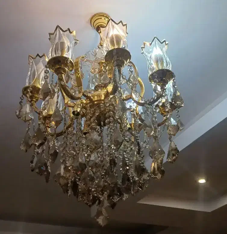 لوستر لاله شامپاین روکش آب طلا ۸ و ۶ شاخه|لوستر و چراغ آویز|کرج, مهرویلا شمالی|دیوار