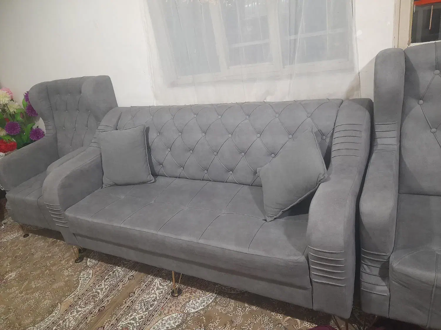 مبل پای فلز ۷نفر ۲ماه خریدم بدونه نقطه ۲۳ملیون|مبلمان خانگی و میز عسلی|مریوان, |دیوار