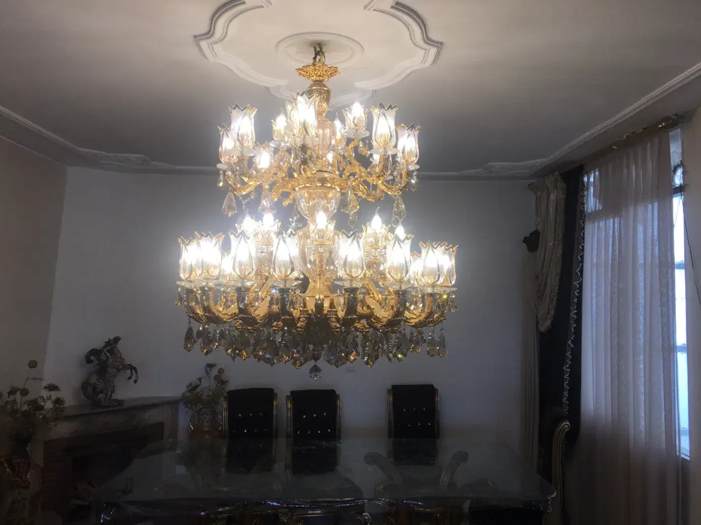 لوستر ورقه طلا|لوستر و چراغ آویز|تهران, ستارخان|دیوار