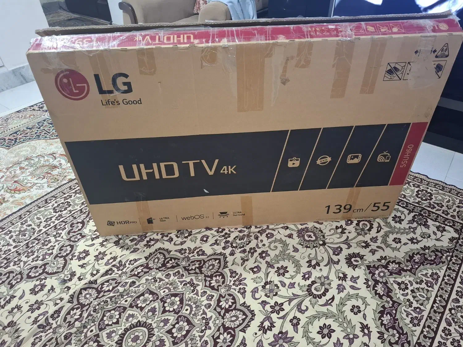 کارتن تلویزیون الجی ۵۵ اینچ|تلویزیون و پروژکتور|گنبد کاووس, |دیوار