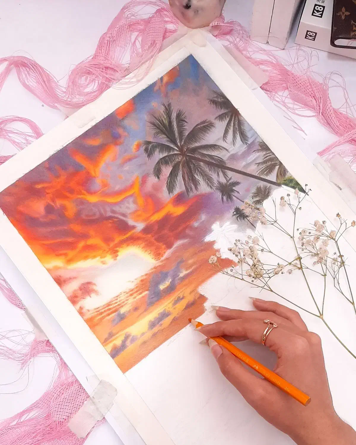 نقاشی حرفه ای با مدادرنگی خورموج|تابلو، نقاشی، عکس|خورموج, |دیوار