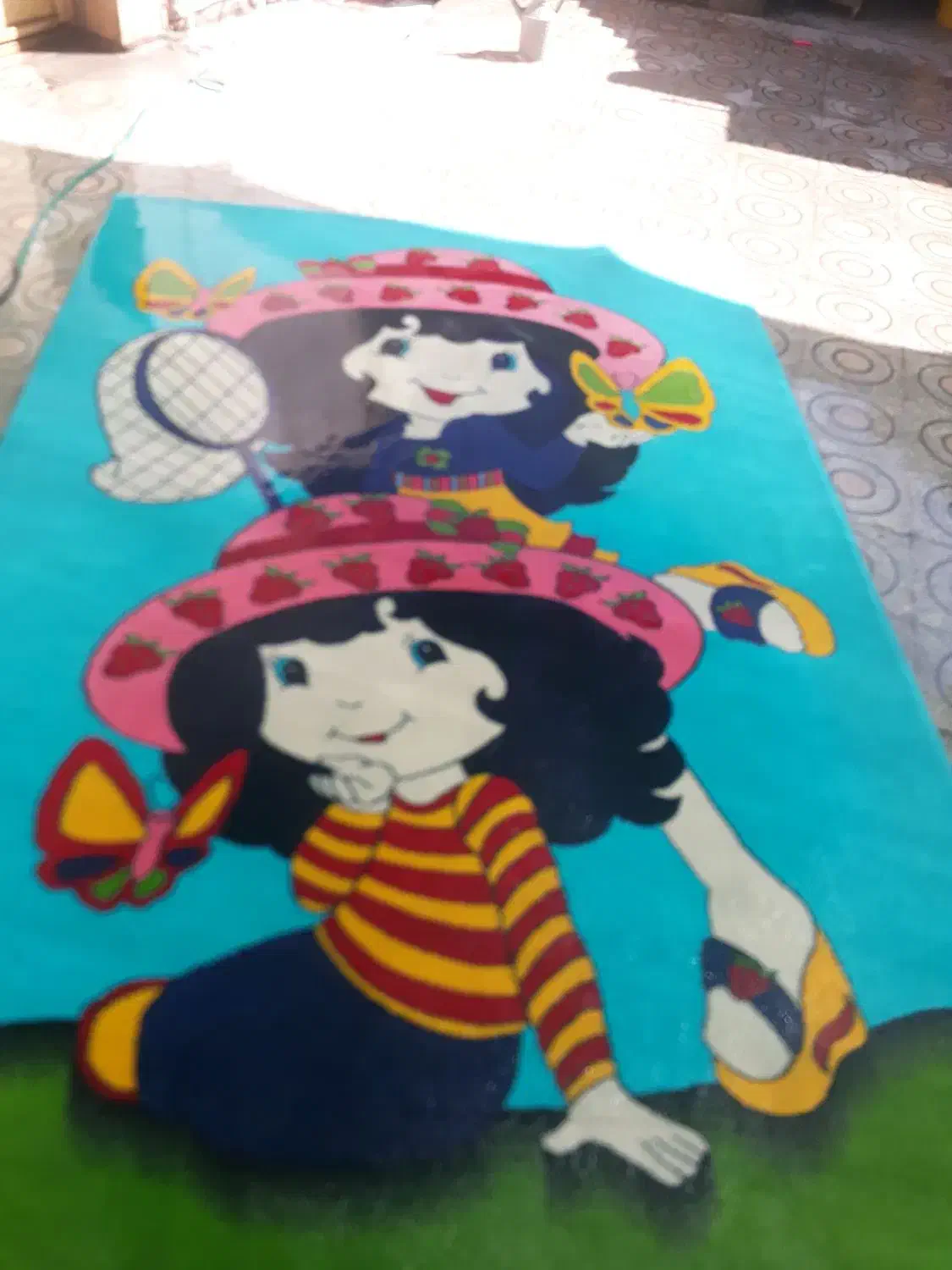 فرش دختر توت فرنگی|فرش|دهدشت, |دیوار