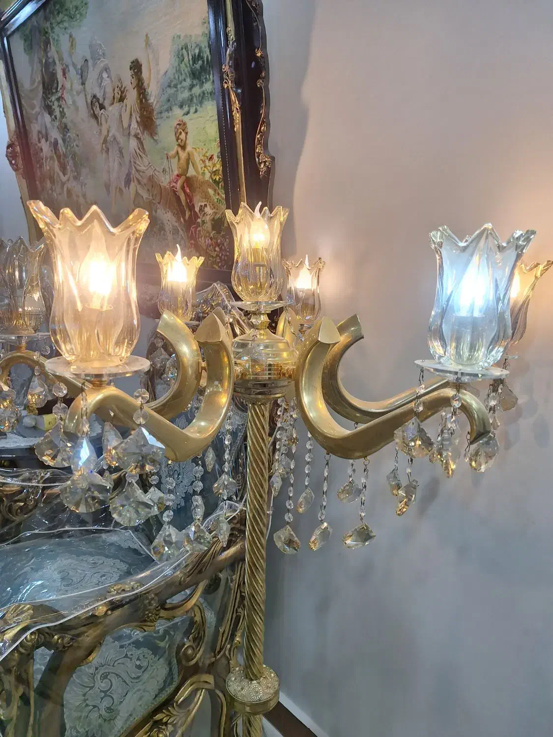 آباژور آبکاری شده پایه برنجی|چراغ خواب و آباژور|نسیم‌شهر, |دیوار