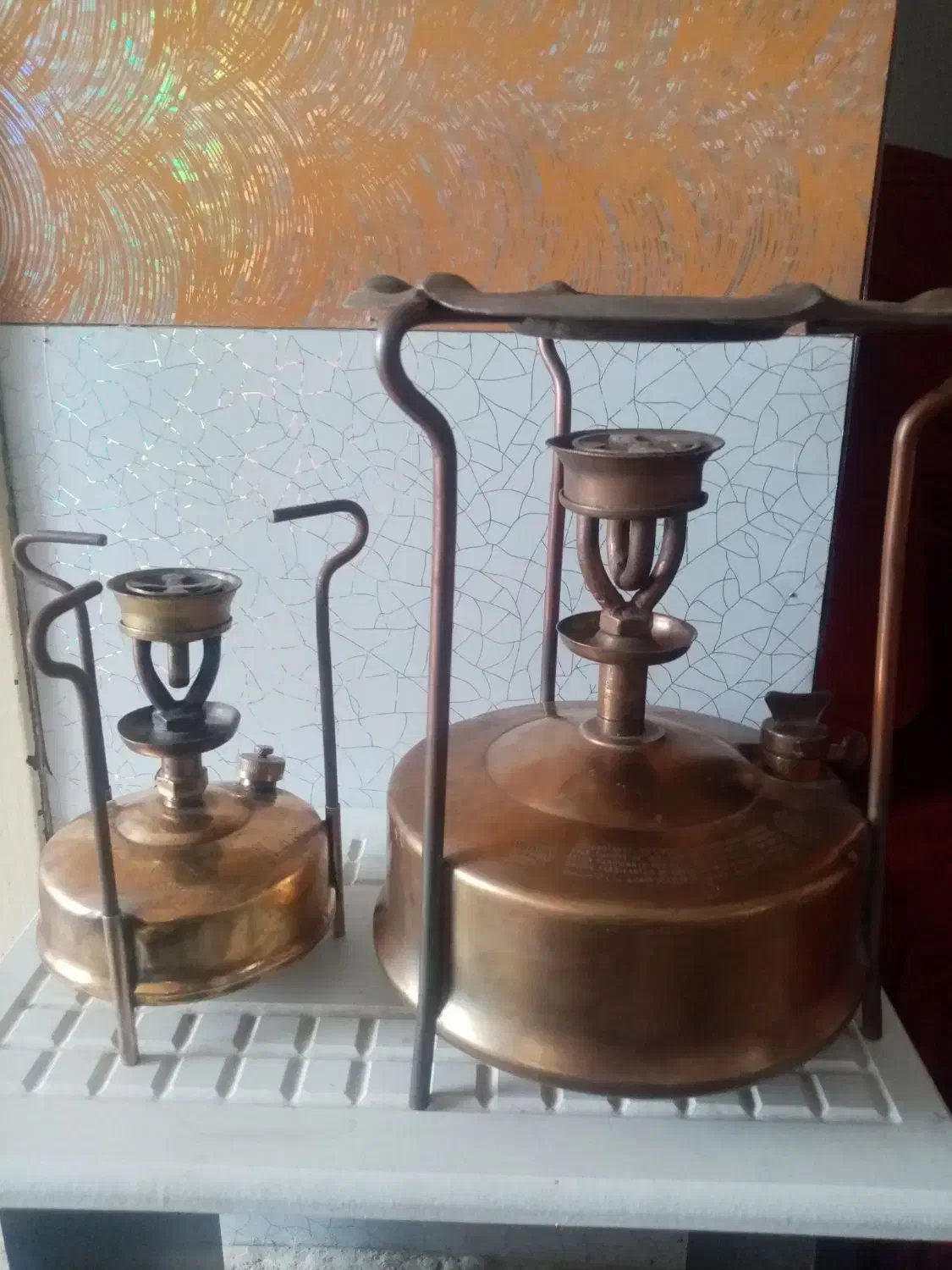 چراغ پریموس برنجی سوئدی قدیمی|کلکسیون اشیاء عتیقه|نیشابور, فردوسی جنوبی|دیوار