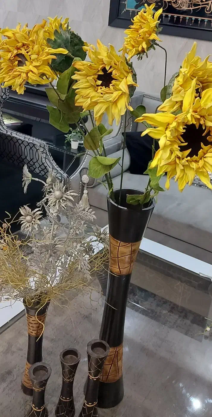 گل مصنوعی ، گلدان و شمعدان چوبی|گل مصنوعی|شیراز, زرگری|دیوار