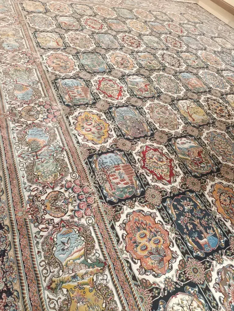 فرش خشتی دوازده متری اعیان ۱۲۰۰شانه ضخیم گوشی|فرش|ری, شهادت|دیوار