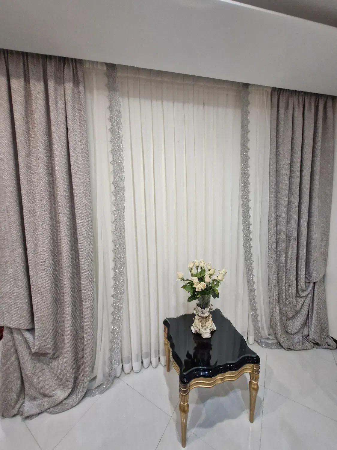 پرده ترک پذیرایی نو مناسب جهیزیه بسیار شیک و زیبا|پرده، رانر، رومیزی|تهران, شهرک آزمایش|دیوار