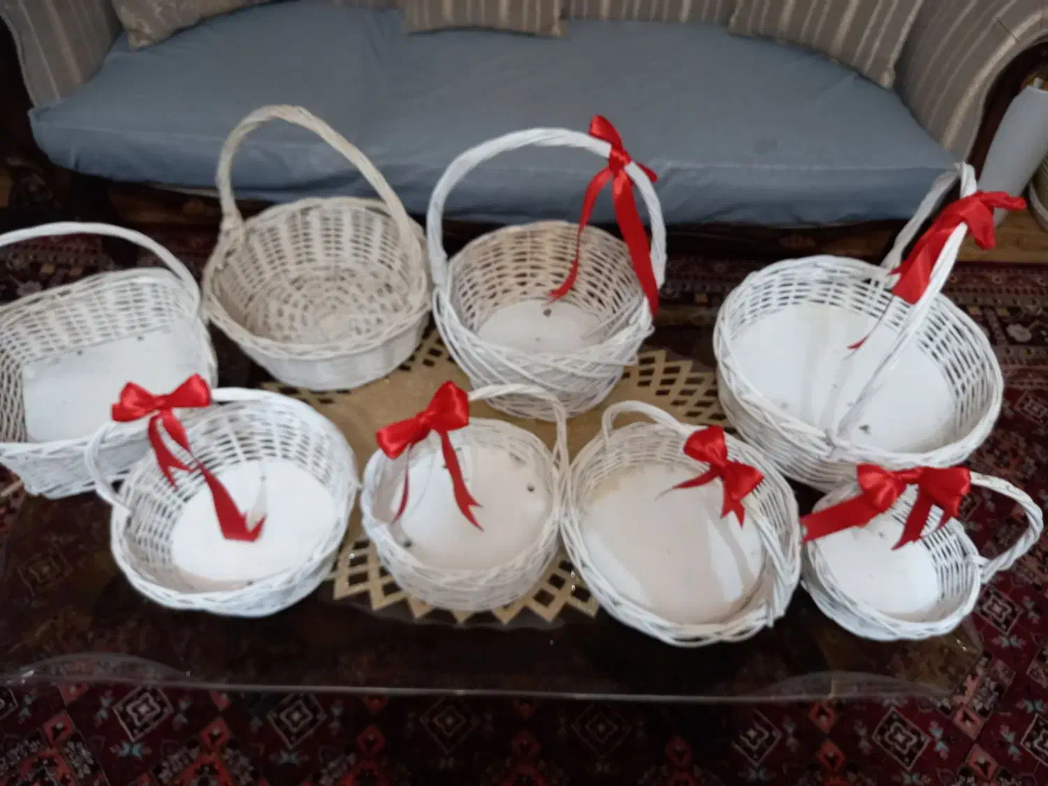 سبد حصیری چوبی ۸ عدد|صنایع دستی و سایر لوازم تزئینی|زنجان, |دیوار