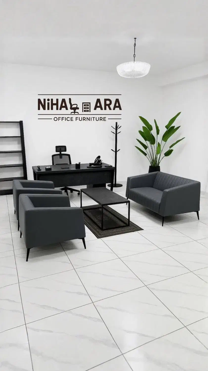 مبل اداری نیلا  میز مدیریتی پایه مثلثی صندلی|دفتر کار|تهران, دریاچه شهدای خلیج فارس|دیوار